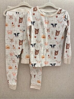 Kids Farm Animal Print Brave Little Ones Pajama Set - Cream LIKE NEW